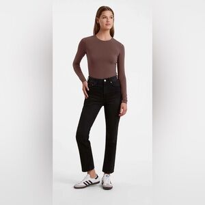 Nuuds Cotton Stretch Crewneck Long Sleeve Bodysuit in Coffee Brown XXL